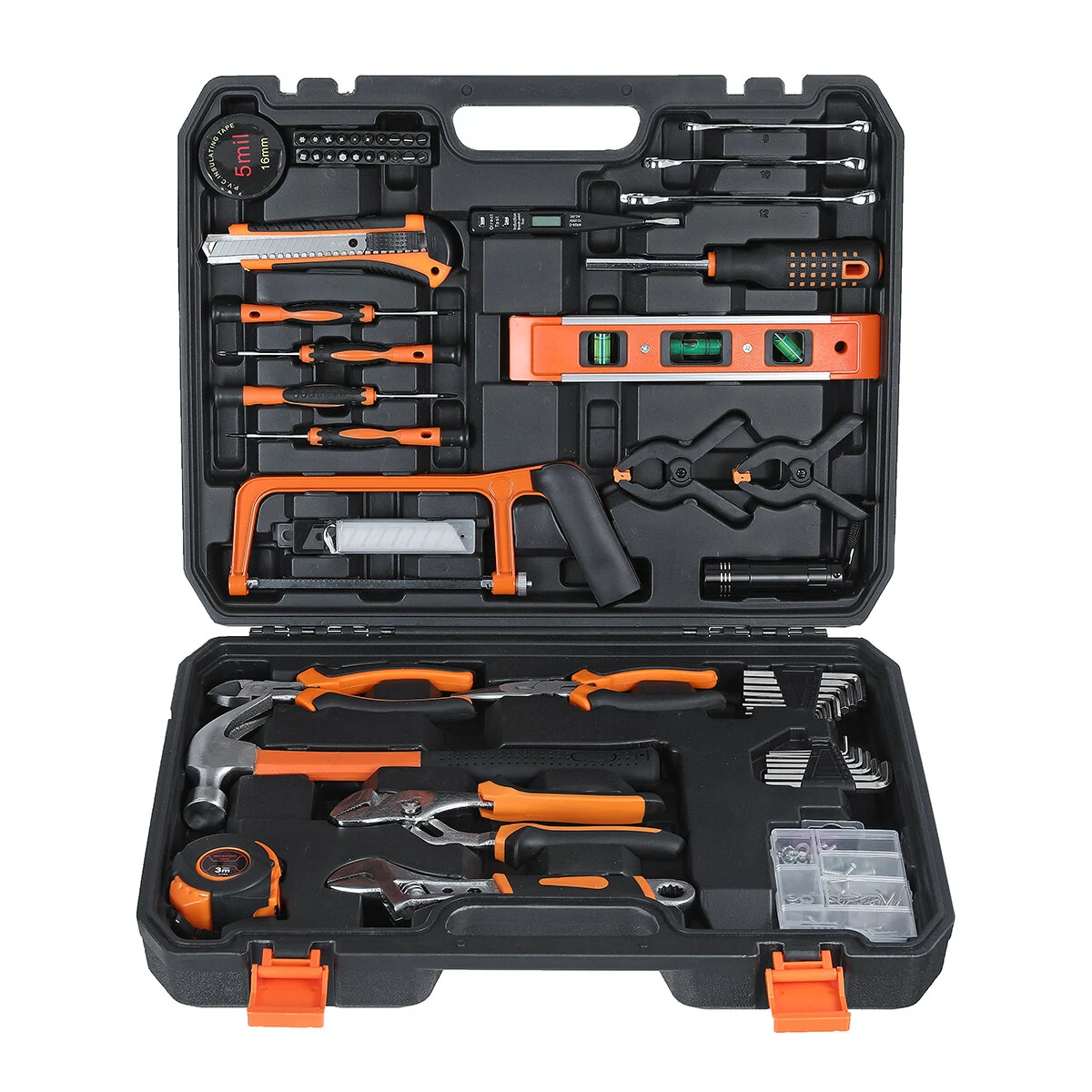 218 Piece Socket Wrench Auto Repair Tool Mixed Tool Set Hand Tool Kit with Plastic Toolbox Storage Case