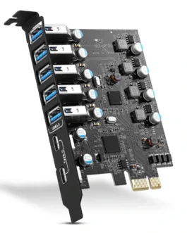 بطاقة USB3.0 PCIE عالية السرعة: محول 2 منافذ USB-A من النوع C + 5 لأجهزة الكمبيوتر المكتبية
