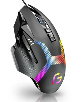 ماوس ألعاب سلكي USB OGORUS RGB بدقة 12800 نقطة في البوصة - قابل للبرمجة لأجهزة الكمبيوتر المحمول والكمبيوتر الشخصي - دقة وتحكم محسّنين