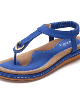 صندل للنساء مريحة مشبك اصبع القدم مرونة خفيفة الوزن الانزلاق على الصنادل الصيفية الشاطئ المسطحة