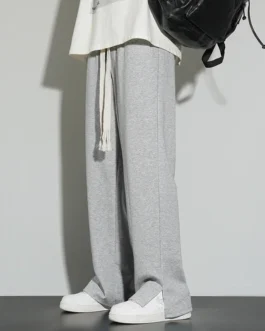 بنطال كاجوال بساق مستقيمة للرجال ، تركيب فضفاض ، موضة يابانية ، مسح أرضيات رياضية ، بنطال بساق واسعة ، فتحة ، الربيع والخريف ، 1