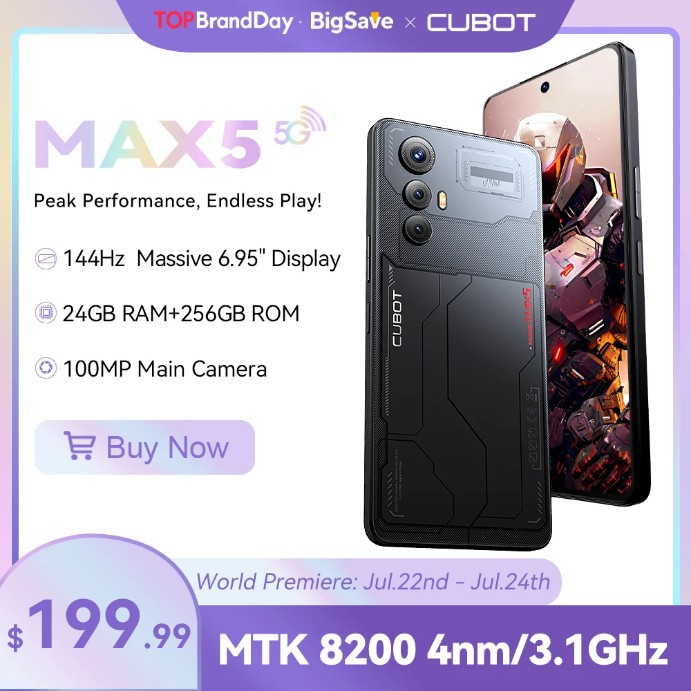 هاتف ذكي CUBOT-Max 5 بشاشة كبيرة ، هاتف للألعاب ، 5G ، أندرويد ، ديمينسيتي ، من من ، من ، من ، من ، هرتز ، 24GB RAM ، GB ROM ، قريبًا 1