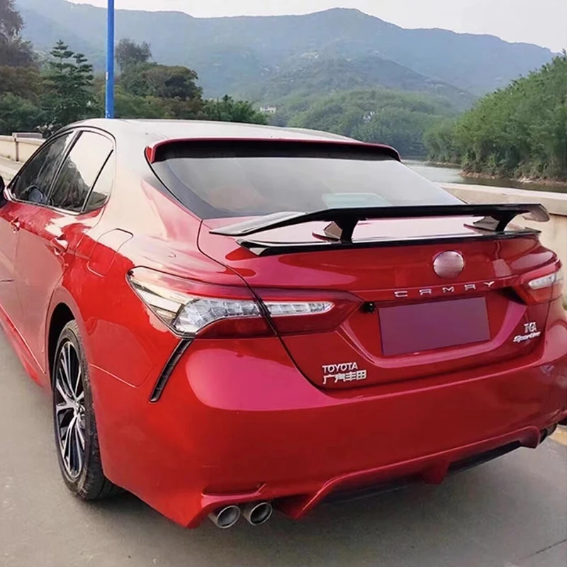 جناح أسود من مادة ABS ، طقم تعديل غطاء خلفي ، مناسب لتويوتا كامري ، صندوق السيارة الخلفي الكربوني ، ورياضة من من من من من من مادة الكربون 2
