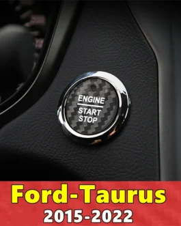 غطاء لزر إيقاف محرك السيارة لسيارات فورد توروس من ألياف الكربون الحقيقية ملصق 2015 2016 2017 2018 2019 2020 2021 2022 1