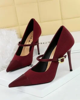 مضخات مثيرة بإصبع مدبب للنساء ، ألوان مختلطة ، قطيع 10 ، كعب رفيع ، حزام مشبك ، أحذية مكتبية احترافية 1