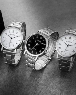 ساعة رجالية كاجوال بسوار شبكي من الفولاذ المقاوم للصدأ ، ساعة كوارتز بسيطة ، قرص دائري ، ساعة يد للعمل ، Orologi Di Lusso Leggeri 1