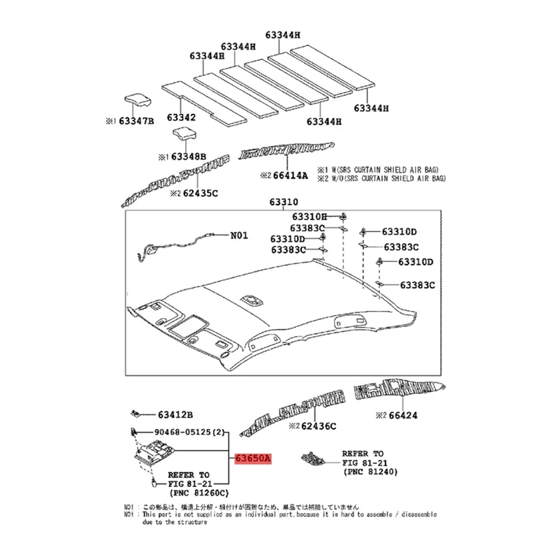 علبة قراءة للسيارة فوق الرأس لسيارة لاند كروزر-Assy ، مصباح خريطة داخلي ، 63650-33221E0 5