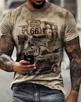 تيشيرت كلاسيكي مطبوع عليه رسومات سيارة للرجال ، ملابس مريحة بأكمام قصيرة ، أزياء الربيع والصيف ، جديد 1