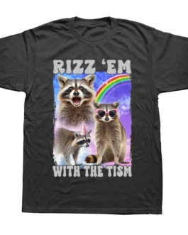 تي شيرت قطني لطيف بأكمام قصيرة للرجال ، هذا الريز م مع Tism ، تصميم الراكون ، ملابس الشارع ، هدايا عيد الميلاد ، الصيف 1