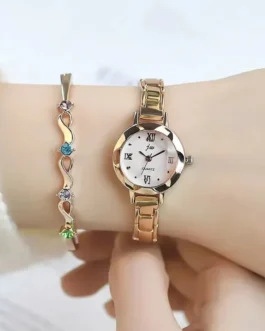 ساعة كوارتز مستديرة للسيدات ، شريط فولاذية صغير ، سوار مزاجه ، اتجاه الطالب للإناث ، شخصية 1