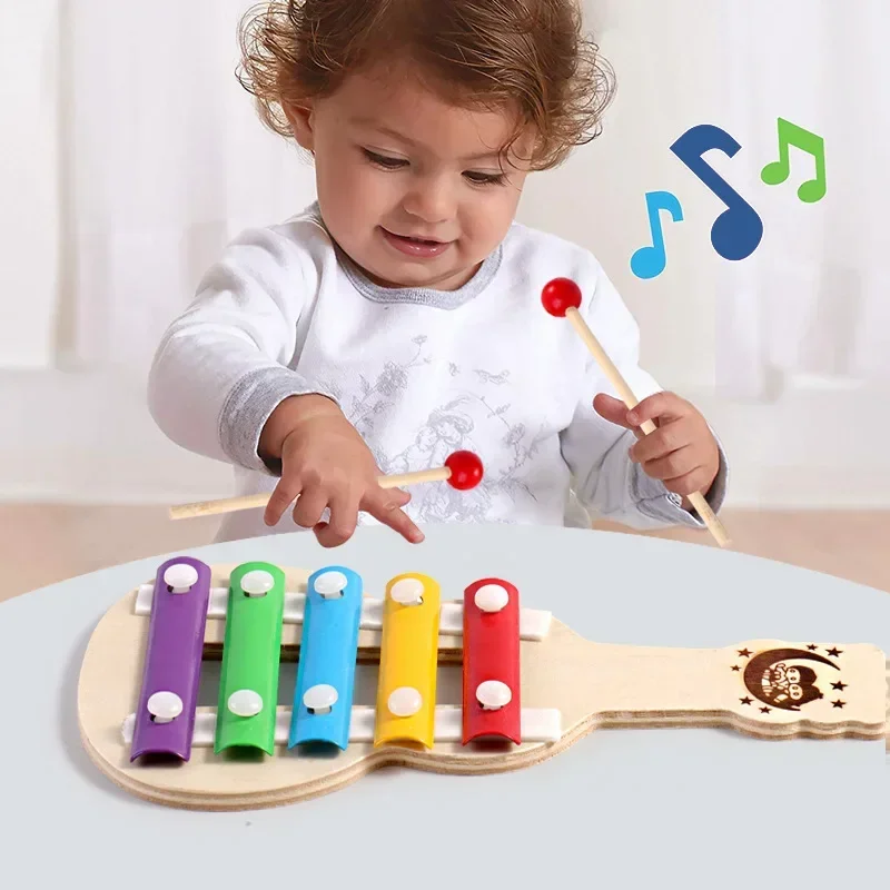 جهاز موسيقى Xylophone خشبي للطفل ، ألعاب مونتيسوري للرضع ، ألعاب التعلم المبكر لمرحلة ما قبل المدرسة ، من 0 إلى 12 شهرًا 2