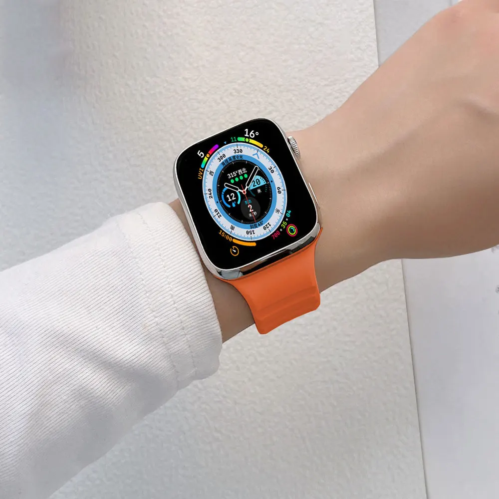 حزام من السيليكون لساعة أبل ، كوريا الرياضية ، سلسلة iWatch 9 ، 8 ، 7 ، 6 ، 3 ، SE ، Ultra 2 ، 45 ، 44 ، 49 ، 40 41 ، 38 ، من من 4