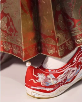 ارتفاع أحذية هانفو مطرزة ، طراز قديم ، كعب منحدر ، ارتفاع 10 1