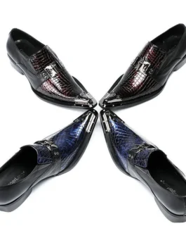 أحذية جلدية إيطالية أصلية للرجال ، شقق رسمية كلاسيكية ، حذاء لوفر بنس أزرق ، حذاء فستان أحمر ، حذاء زفاف 1