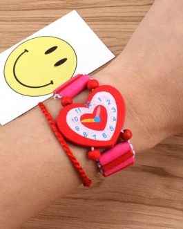 1 قطعة الكرتون خشبية المعصم الحرف سوار الساعات للأطفال عيد ميلاد اللعب تعلم التعليم العودة إلى المدرسة حفلة 1