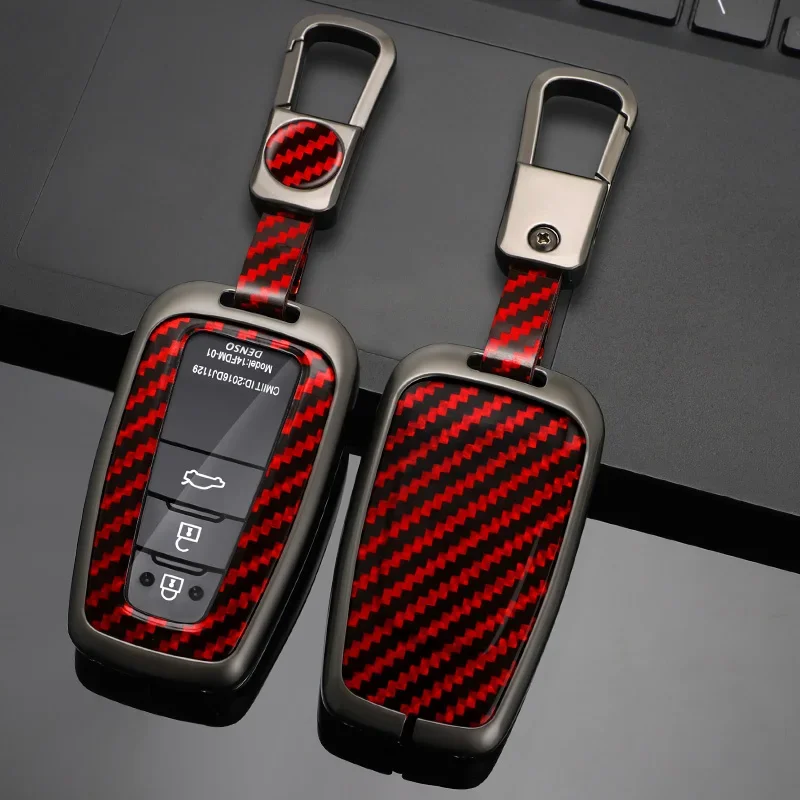 غطاء مفاتيح من سبيكة من ألياف الكربون ، حامل حافظة لسيارات تويوتا تشر ، برادو ، صولجان ، بريوس ، كامري ، كورولا ، RAV4 ، زنك ، way ، way ، 4