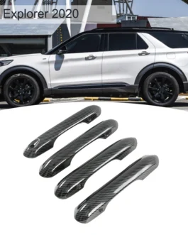 واقي مقبض الباب الجانبي الخارجي من ألياف الكربون ABS ، غطاء تشذيب لفورد إكسبلورر 1