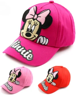 ديزني-قبعة بيسبول ميني ماوس للأطفال ، قبعة قطنية مطرزة ، قبعة شمس خارجية للأطفال والصبيان ، وافلارا للأطفال 1