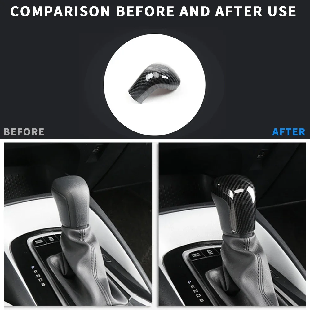 غطاء مقبض تروس من ألياف الكربون ABS ، ملحقات لسيارة يوتا كامري من شجر من ألياف الكربون 3