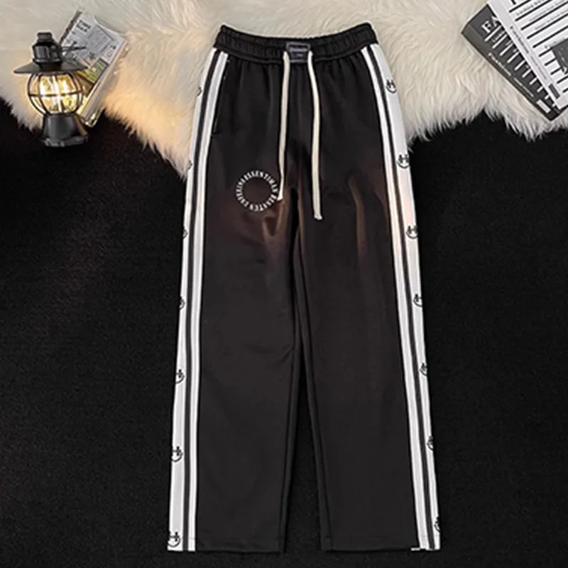 بنطال غير رسمي مرقع مخطط ، بنطلون مستقيم كبير الحجم ، بدلة رياضية عتيقة ذات ساق عريضة ، تباين الألوان ، الصيف الأمريكي 6