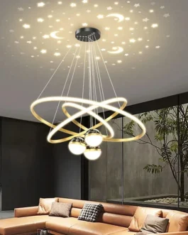 أضواء LED حديثة متدلية ، مصباح سقف ، غرفة معيشة ، غرفة طعام ، غرفة نوم ، حلقات دائرية ، هيكل ألومنيوم ، تركيبات إضاءة داخلية 1