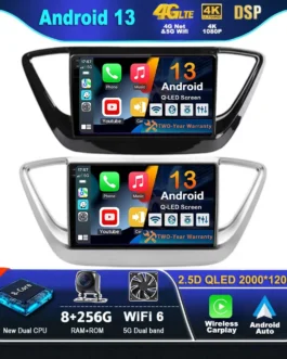 مشغل ستريو متعدد الوسائط للسيارة ، الراديو ، نظام تحديد المواقع ، وحدة ملاحة رئيسية ، بلوتوث ، أندرويد 13 ، هيونداي سولونيون 2 ، فيرنا أكسنت ، بئر ، 1