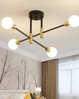 مصباح سقف على الطراز الاسكندنافي الحديث ، تركيب شبه مدمج ، ملحق إضاءة ، نمط سبوتنيك لديكور المنزل 1