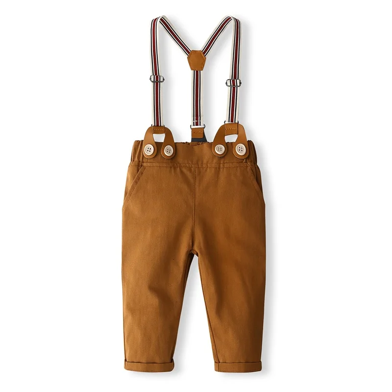 طقم بدلة رسمية للأولاد الصغار ، أكمام قصيرة ، قميص بأزرار ، شورت بحمالات ، زي سادة ، سراويل أطفال 3