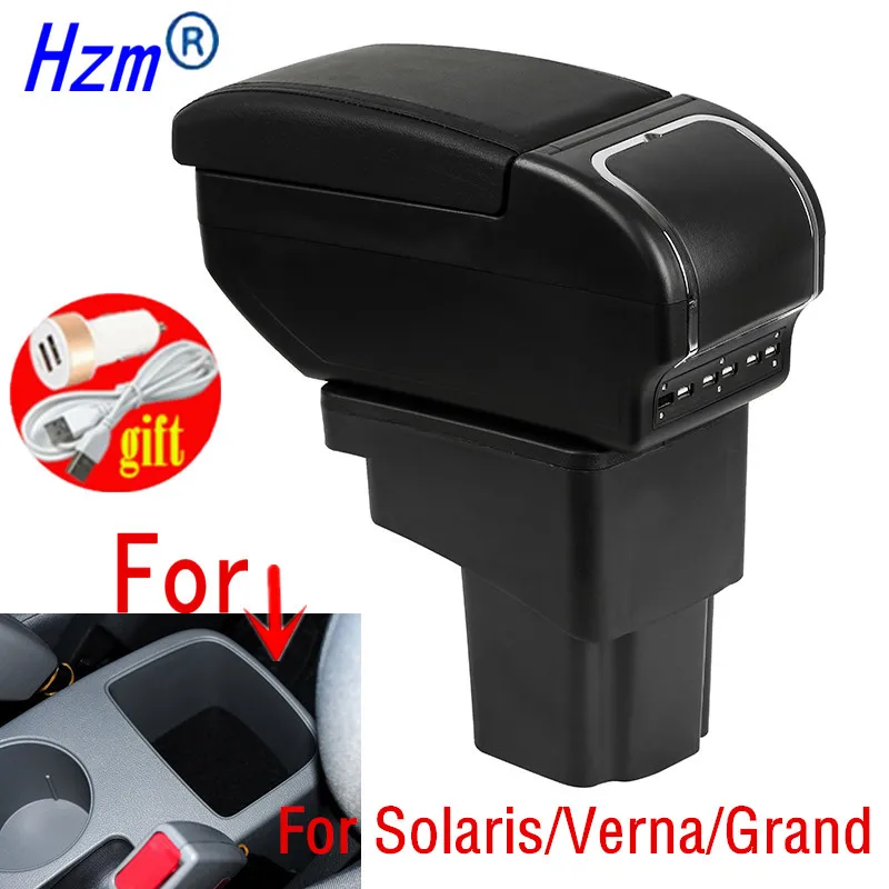 مسند ذراع داخلي بإضاءة USB ، مسند ذراع للسيارة ، ملحقات تخزين ، هيونداي سوناتا ، ، من من من من VERNA 1