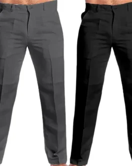 سراويل رجالية متوسطة الارتفاع بلون سادة بقصة ضيقة ، زر طيران بسحاب ، إغلاق متعدد للترفيه ، تناسب أساسي ، أنيق 1