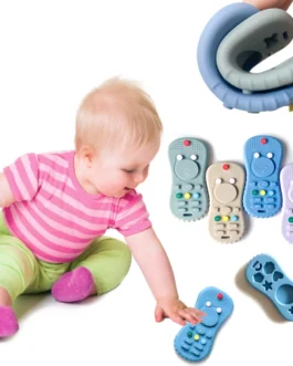 لعبة سيليكون التسنين للأطفال ، لعبة تعليمية حسية ، دب طفل ، شكل تلفزيون بجهاز تحكم عن بعد ، عضاضة للعلكة القوارض ، التسنين ، لطيف 1