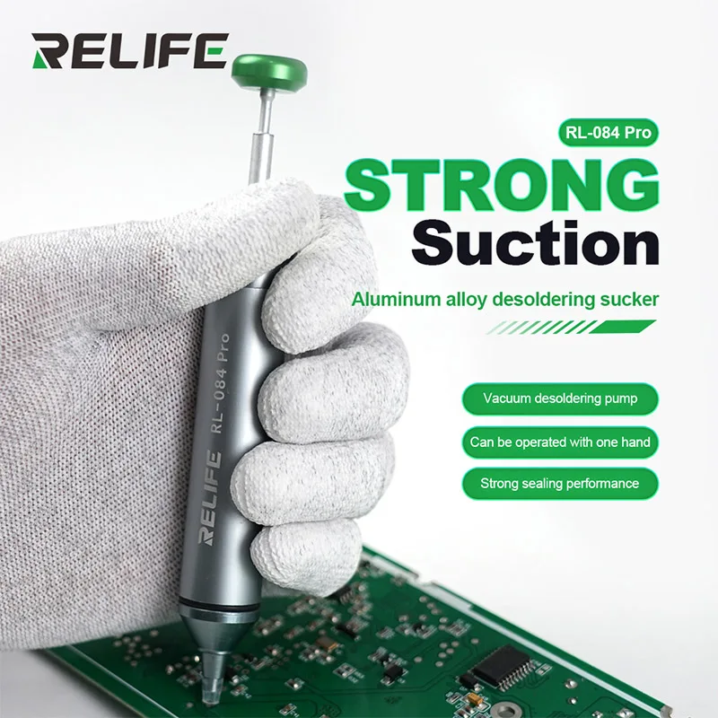 RELIFE-مصاصة شفط قوية من سبائك الألومنيوم ، Pro ، لوحة دائرة الارتداد الأوتوماتيكية ، أداة إصلاح Desoldering 6