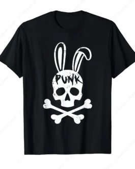 بانك جمجمة أرنب روك موسيقى الروك تي شيرت ، خمر فرقة روك ملابس الشارع ، أزياء قصيرة الأكمام ، طاقم الرقبة تي شيرت ، زائد الحجم 1