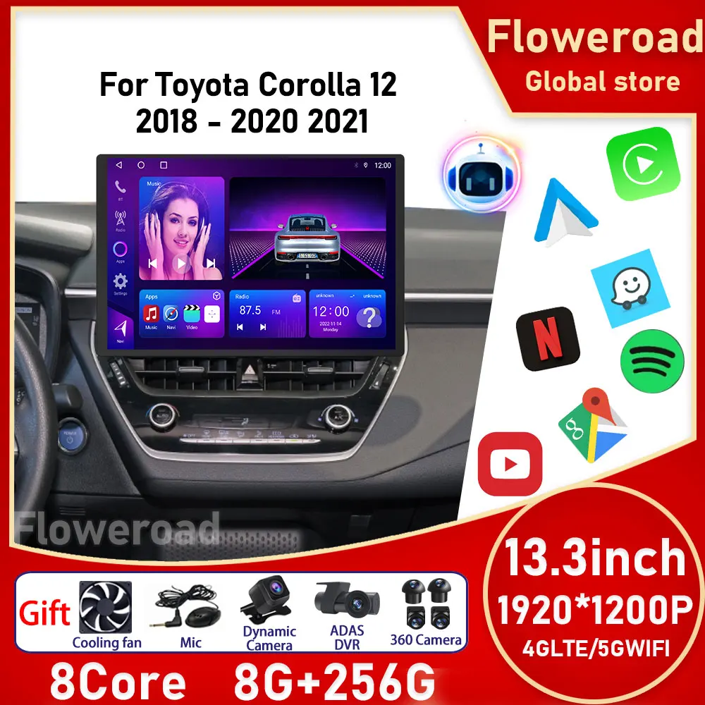 مشغل وسائط متعددة لفيديو السيارة ، أندرويد 13 ، الكل في واحد لتويوتا كورولا 12-من من من من من من من ومن ومن ثم سيارة ، سيارة ، سيارة ، نظام تحديد المواقع ، 8 جم ، G ، ورأس بوصة 1