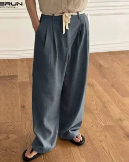 إنسيرون-سراويل طويلة للرجال ، بلون واحد ، ساق واسعة ، كاجوال ، حفلات ، ملابس الشارع ، حجم كبير ، الصيف والخريف 1