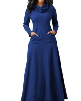 فستان نسائي بياقة وشاح أحادي اللون ، حافة فضفاضة أنيقة للسيدات ، بلوفر بخط واحد ، ملابس نسائية ، ملابس يومية ، خريف 1